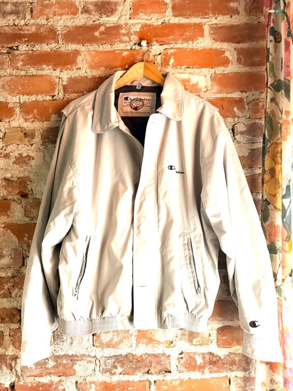 Vintage Champion Unisex Windbreaker Dadcore Jacket Beige 90s